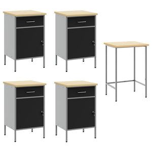 Mobile da lavoro 5 pcs Nero 255 x 55 x 85 cm Legno multistrato 3321392