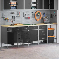 Mobile da lavoro 5 pcs Nero 255 x 55 x 85 cm Legno multistrato 3321394