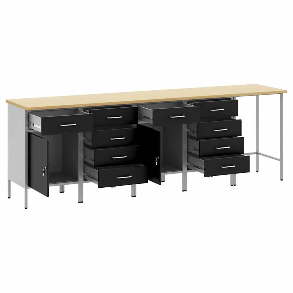 Mobile da lavoro 5 pcs Nero 255 x 55 x 85 cm Legno multistrato 3321394