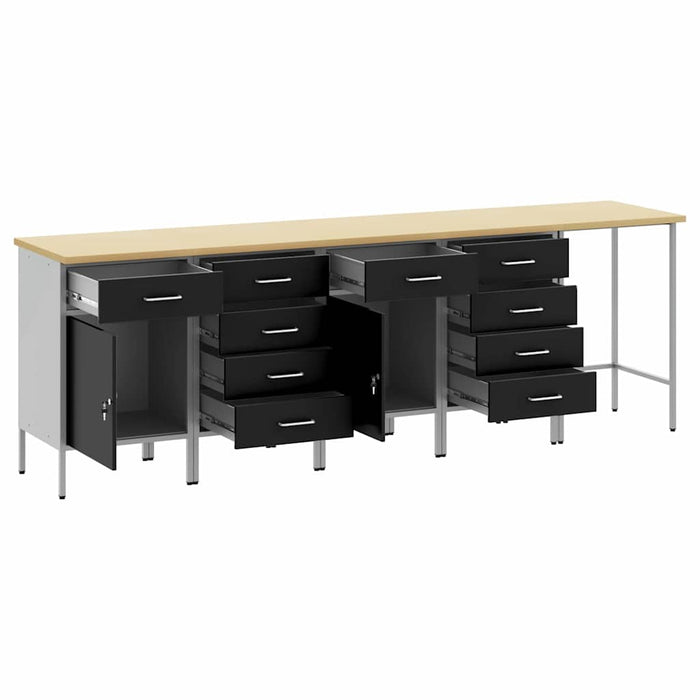 Mobile da lavoro 5 pcs Nero 255 x 55 x 85 cm Legno multistrato 3321394