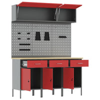 Banco da lavoro 8 pcs Rosso 150 x 55 x 200 cm Acciaio 3321433