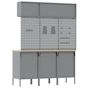 Banco da lavoro 8 pcs Rosso 150 x 55 x 200 cm Acciaio 3321433