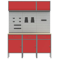 Banco da lavoro 8 pcs Rosso 150 x 55 x 200 cm Acciaio 3321433