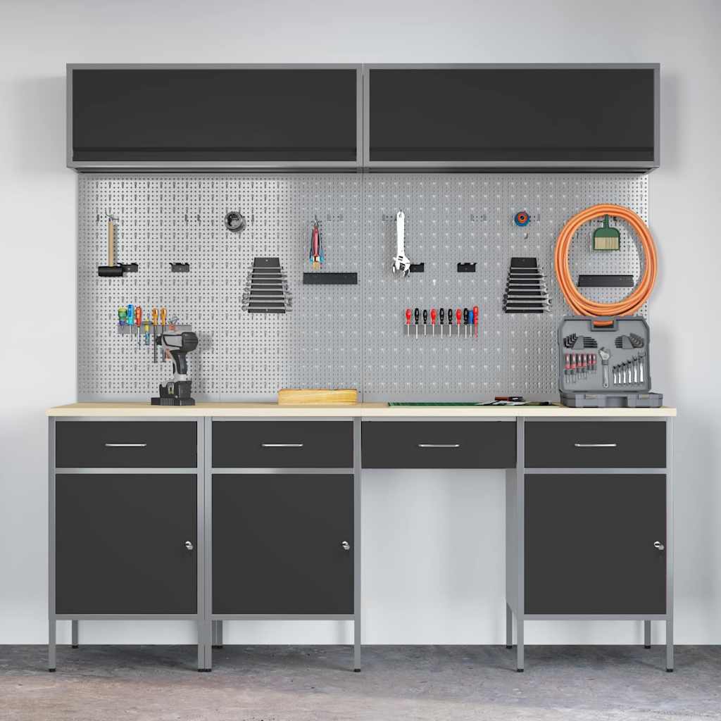 Banco da lavoro 10 pcs Nero 200 x 55 x 200 cm Acciaio 3321474