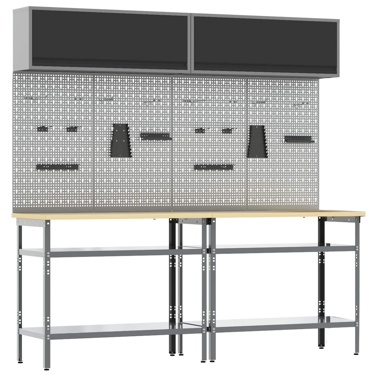 Set banco da lavoro con lo scaffale Regolabile Grigio Acciaio 3321504