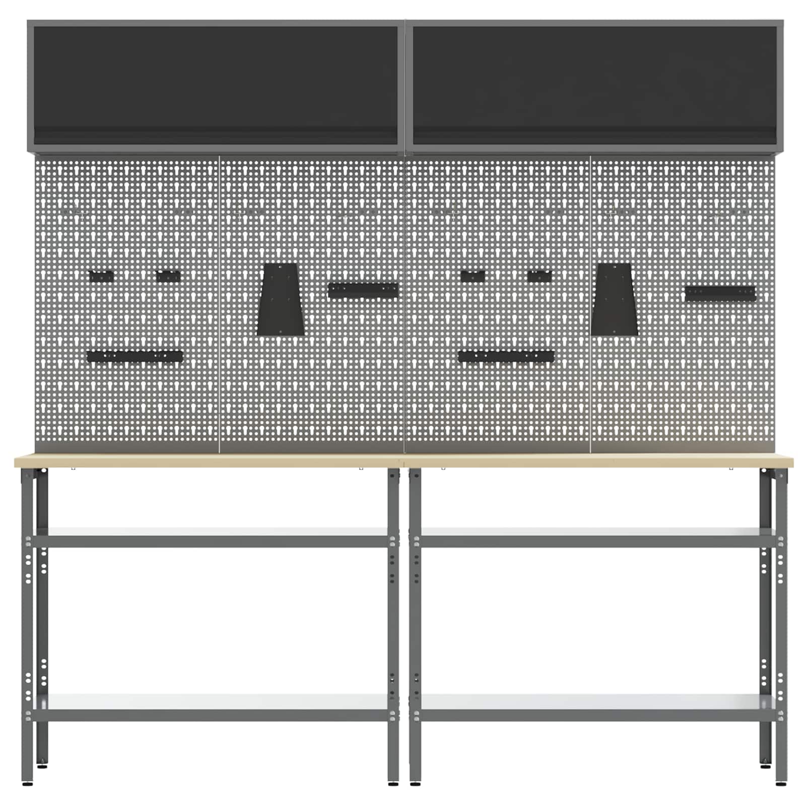 Set banco da lavoro con lo scaffale Regolabile Grigio Acciaio 3321504