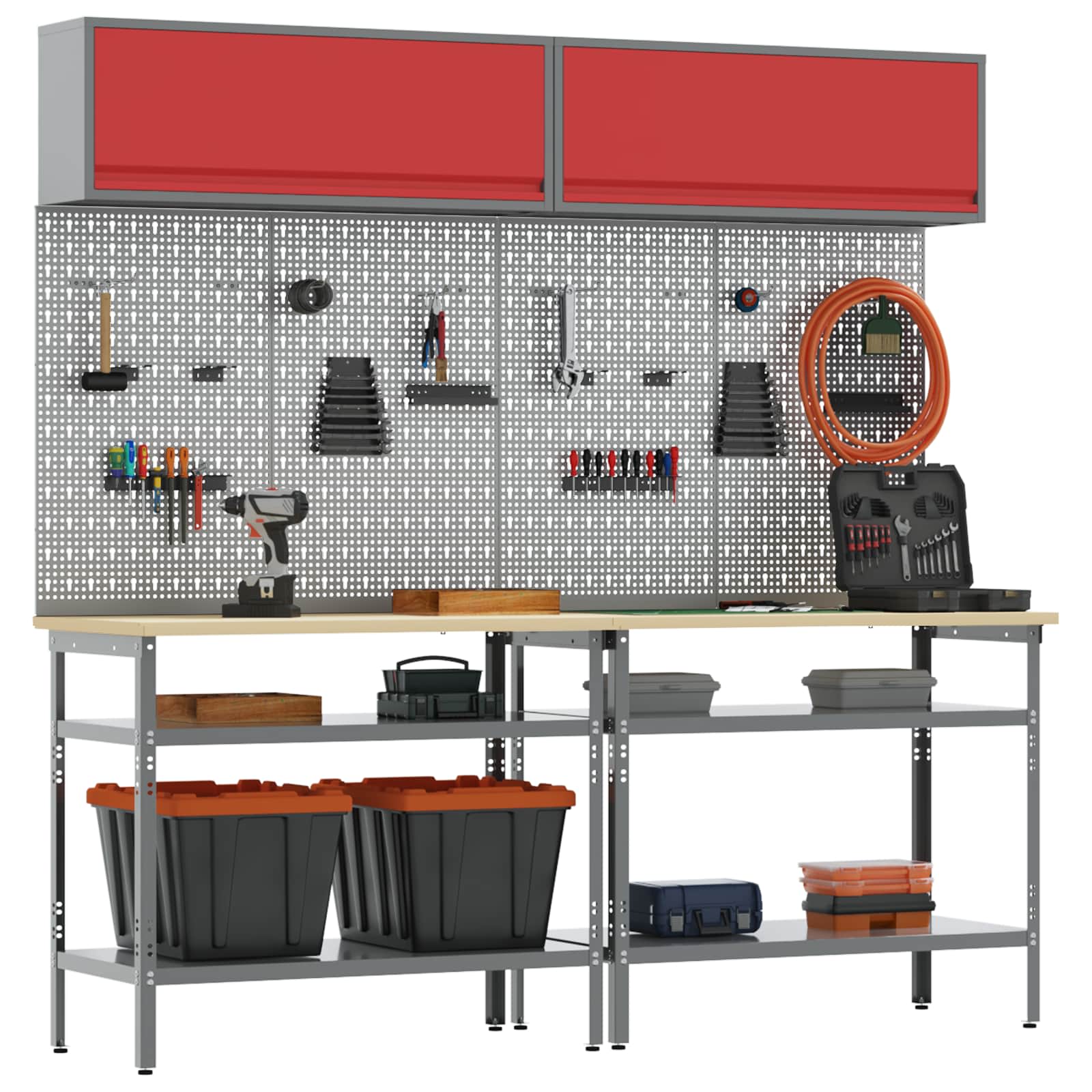 Set banco da lavoro 8 pcs Grigio Acciaio verniciato a polvere 3321505