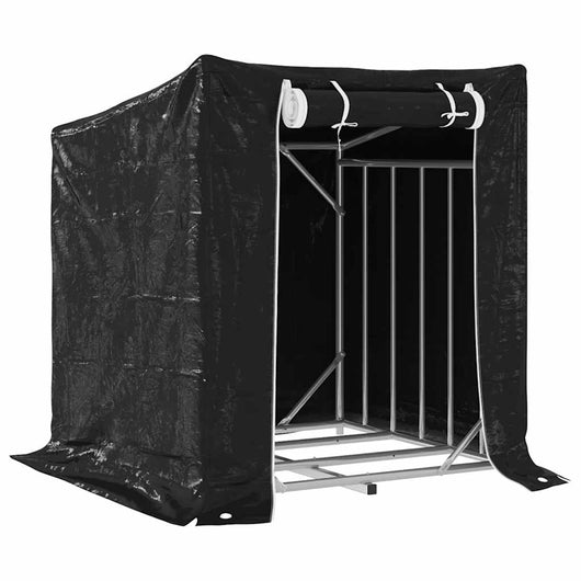 Rastrelliera Legna con Copertura Antipioggia Acciaio Zincato 4104939