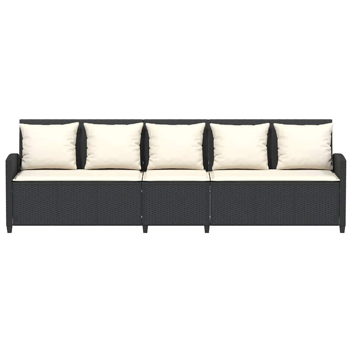 Divano da Giardino a 5 Posti con Cuscini Nero in Polyrattan