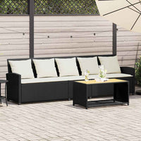 Divano da Giardino a 5 Posti con Cuscini Nero in Polyrattan 4104111