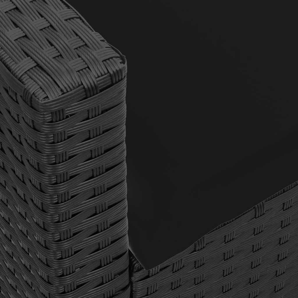 Divano da Giardino a 5 Posti con Cuscini Nero in Polyrattan