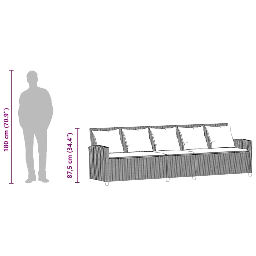 Divano da Giardino a 5 Posti con Cuscini in Polyrattan Marrone 4104113
