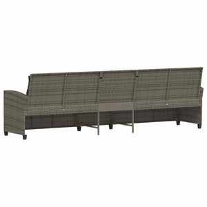 Divano da Giardino con Cuscini 5 Posti Grigio in Polyrattan 4104114