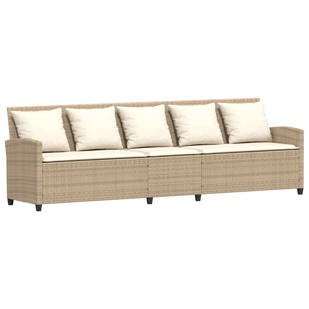 Divano da Giardino con Cuscini a 5 Posti Beige in Polyrattan 4104115