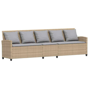 Divano da Giardino con Cuscini a 5 Posti Beige in Polyrattan 4104116