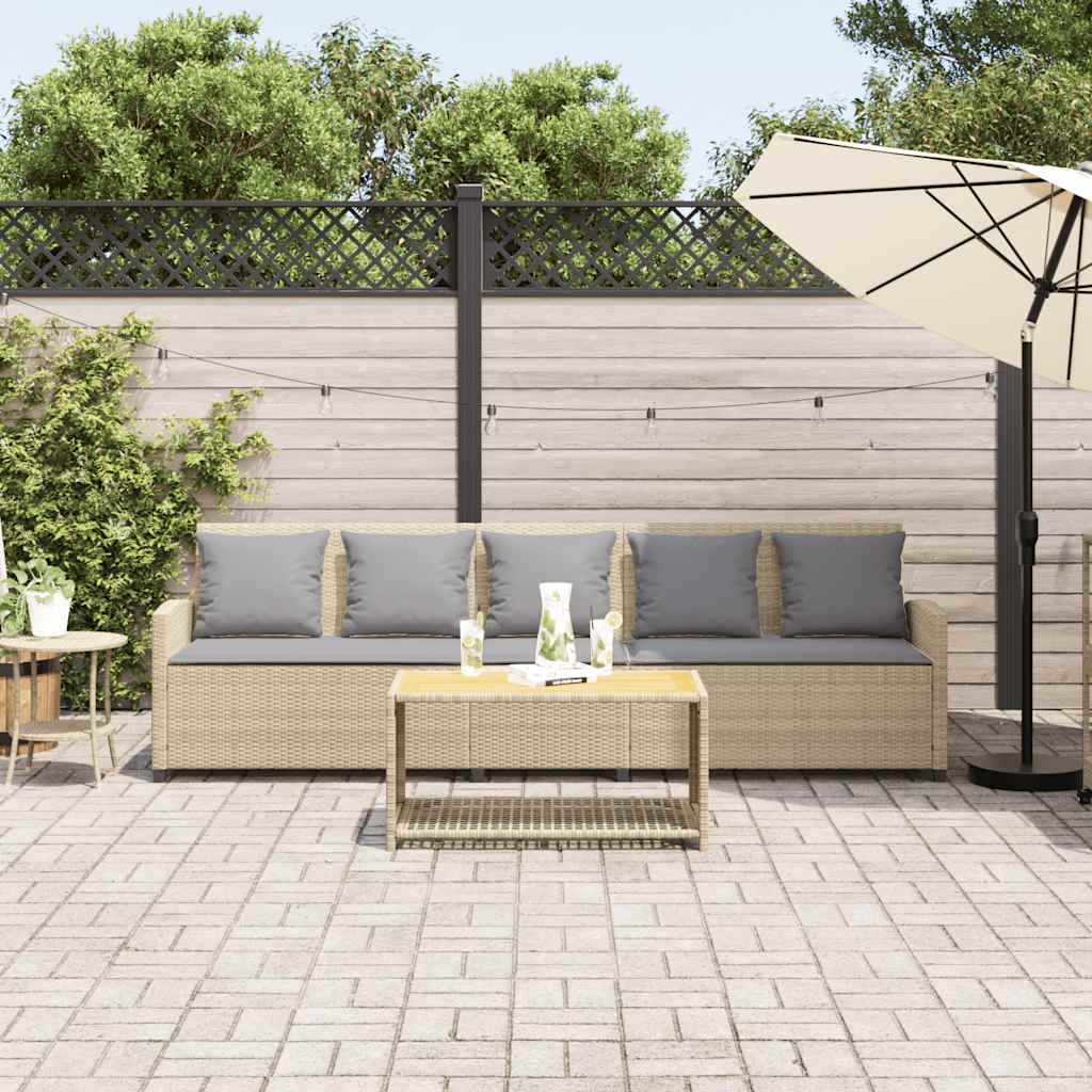 Divano da Giardino con Cuscini a 5 Posti Beige in Polyrattan 4104116