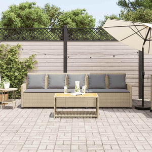 Divano da Giardino con Cuscini a 5 Posti Beige in Polyrattan 4104116