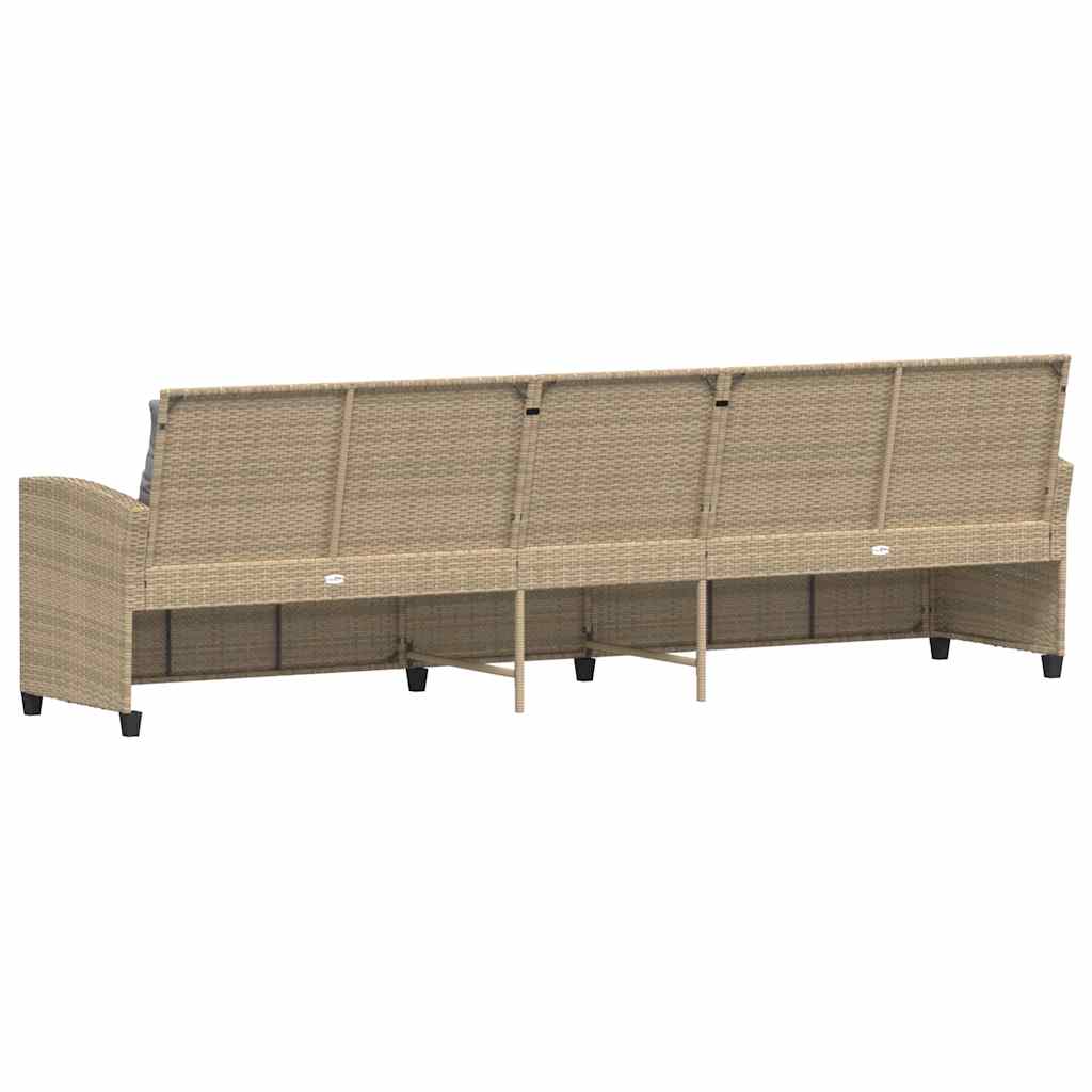 Divano da Giardino con Cuscini a 5 Posti Beige in Polyrattan 4104116