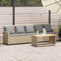 Divano da Giardino con Cuscini a 5 Posti Beige in Polyrattan 4104116