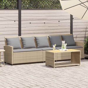 Divano da Giardino con Cuscini a 5 Posti Beige in Polyrattan 4104116