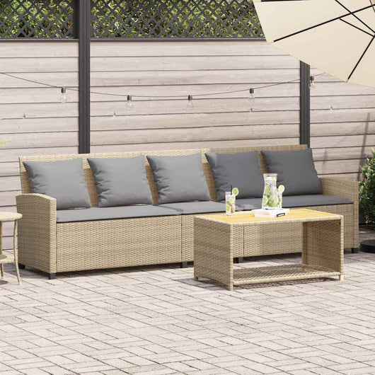 Divano da Giardino con Cuscini a 5 Posti Beige in Polyrattan 4104116
