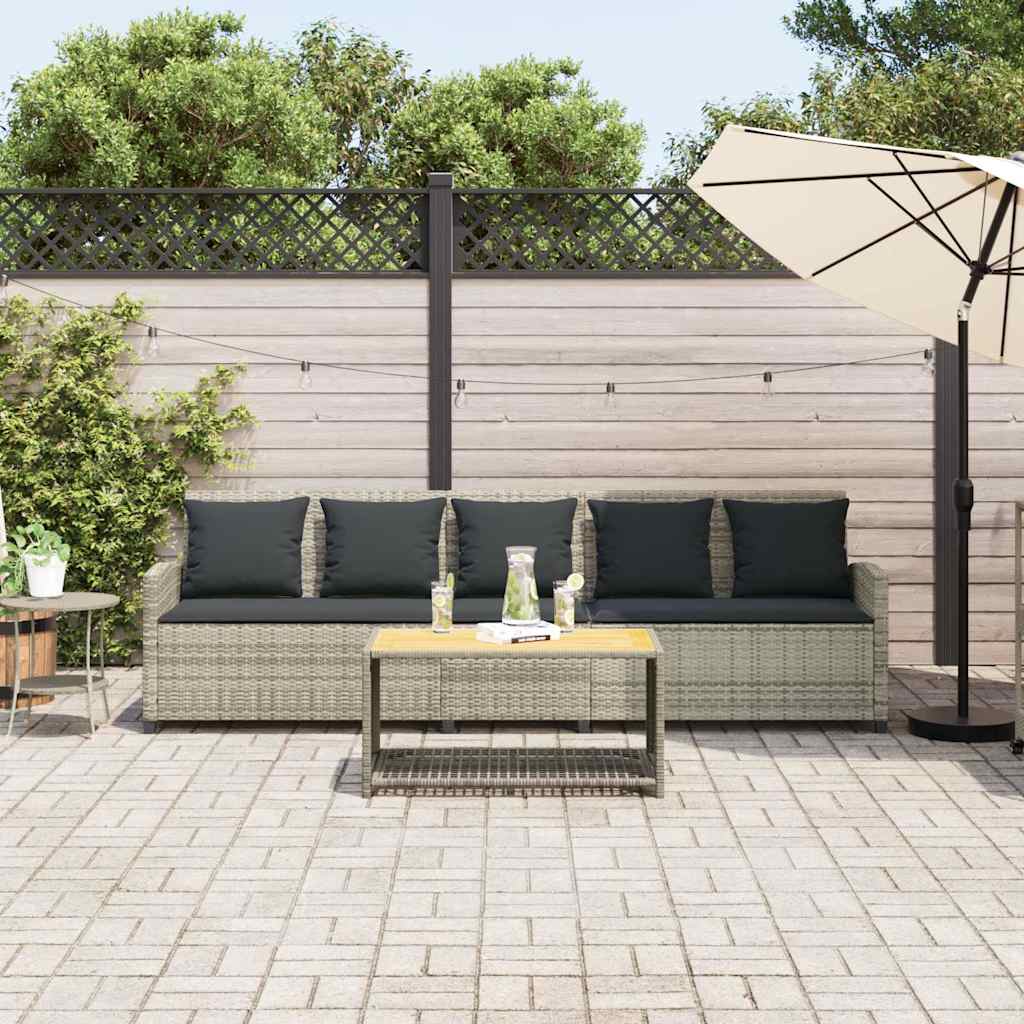 Divano da Giardino con Cuscini 5 Posti Grigio Chiaro Polyrattan 4104117