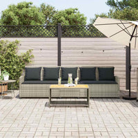 Divano da Giardino con Cuscini 5 Posti Grigio Chiaro Polyrattan 4104117
