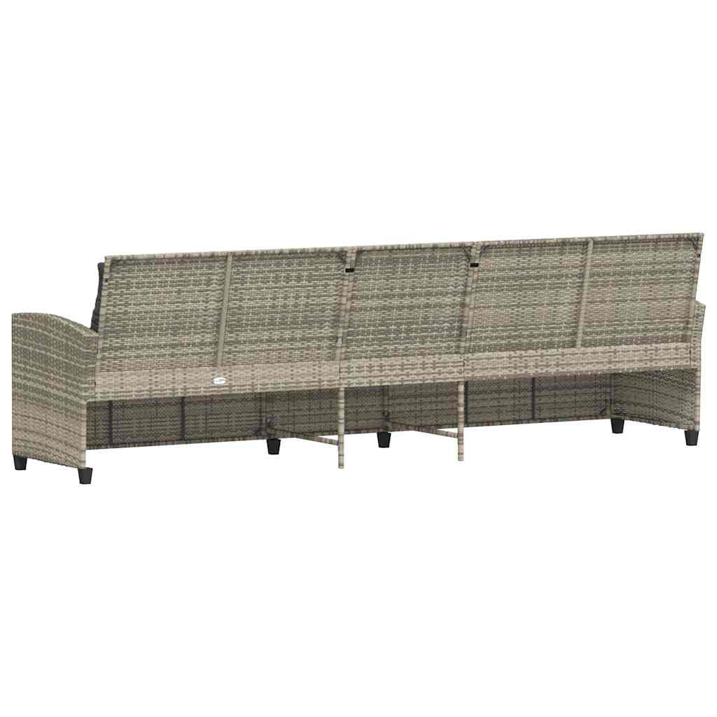 Divano da Giardino con Cuscini 5 Posti Grigio Chiaro Polyrattan 4104117
