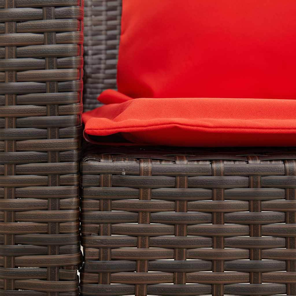 Divano da Giardino a 5 Posti con Cuscini in Polyrattan Marrone