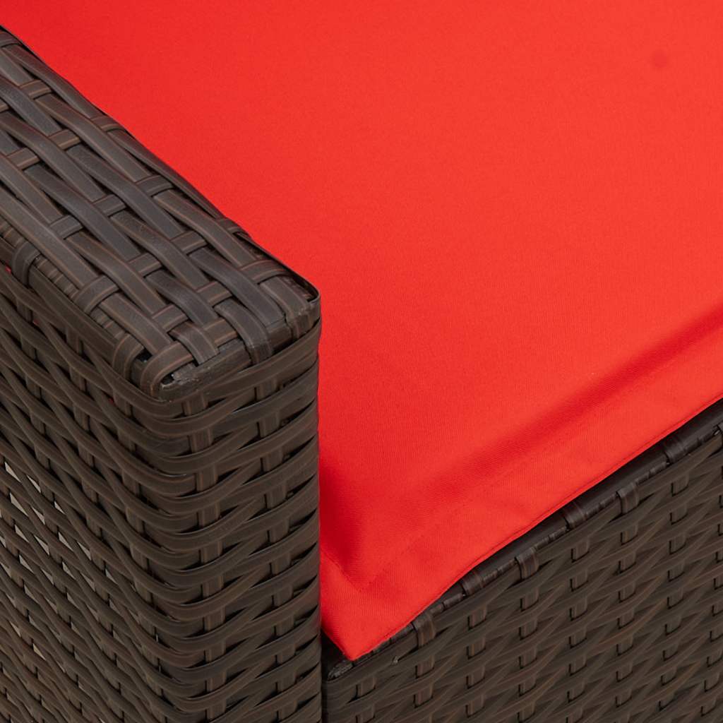 Divano da Giardino a 5 Posti con Cuscini in Polyrattan Marrone