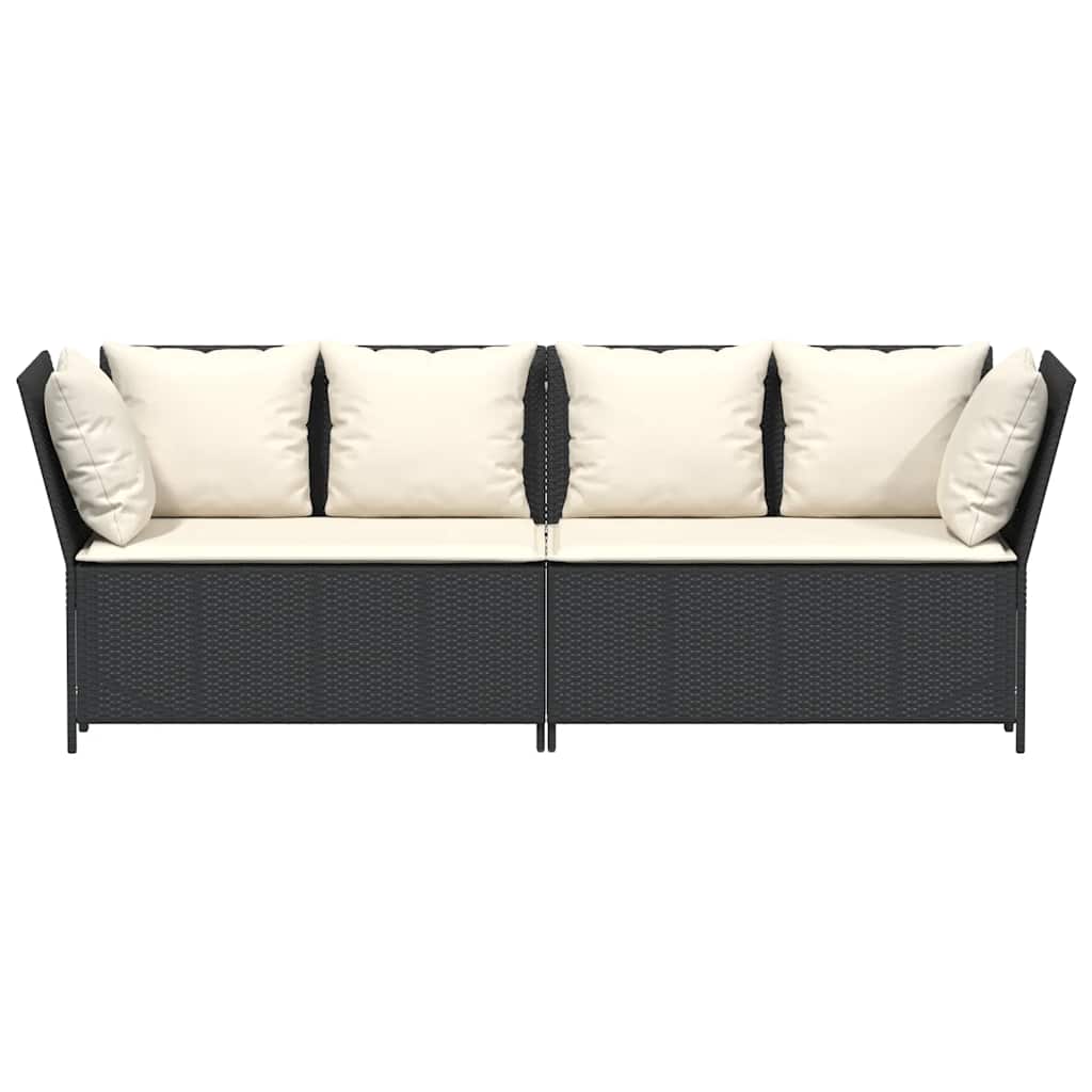 Divano da Giardino con Cuscini in Polyrattan Nero 4104121