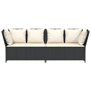 Divano da Giardino con Cuscini in Polyrattan Nero 4104121
