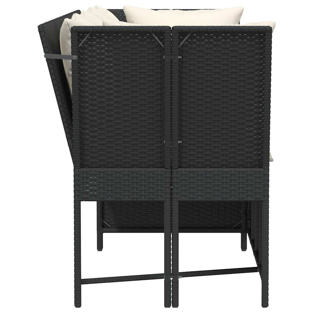 Divano da Giardino con Cuscini in Polyrattan Nero 4104121