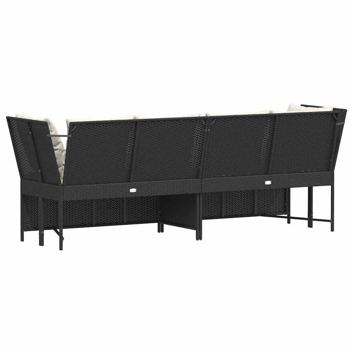Divano da Giardino con Cuscini in Polyrattan Nero 4104121