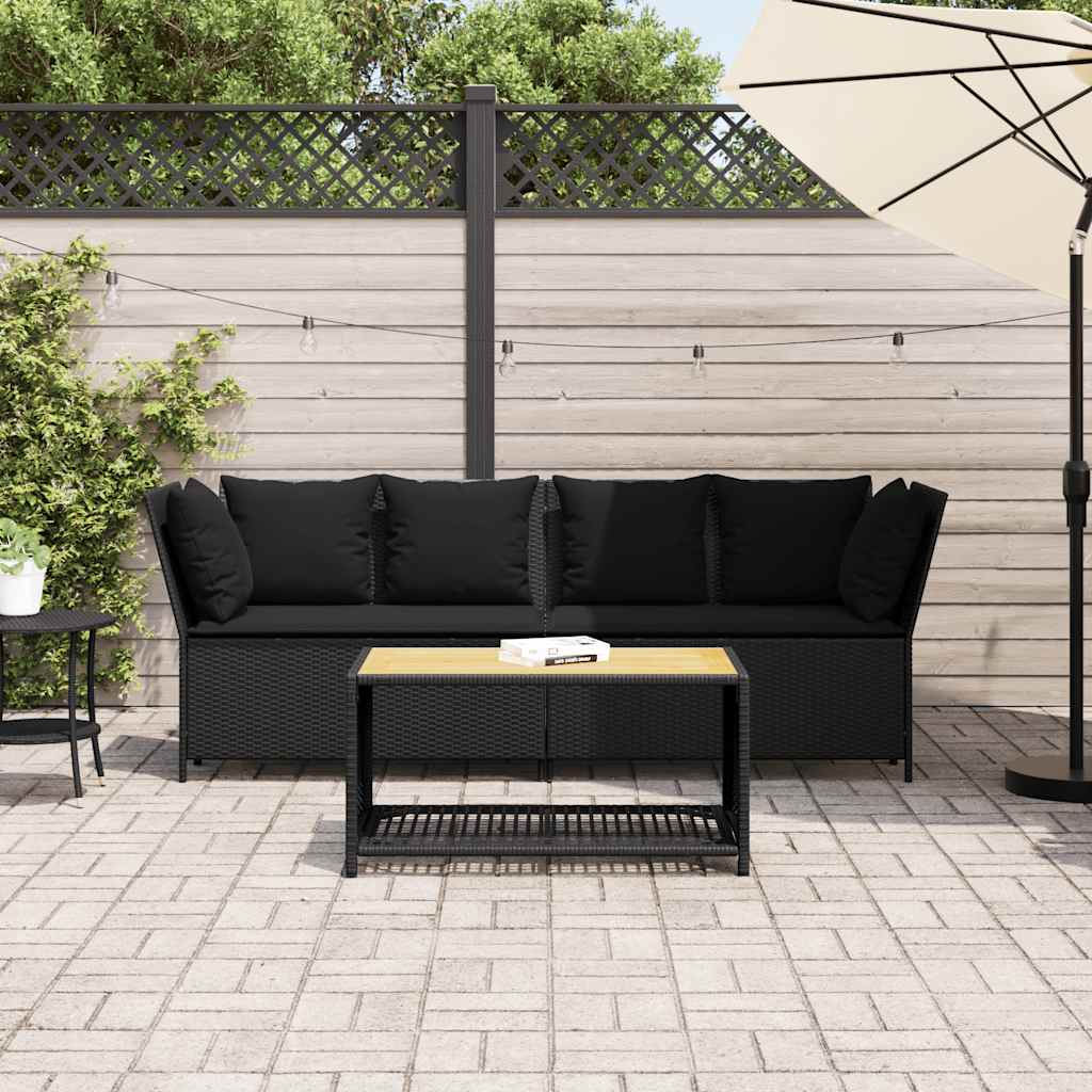 Divano da Giardino con Cuscini in Polyrattan Nero 4104122