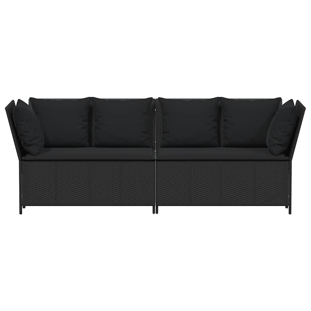 Divano da Giardino con Cuscini in Polyrattan Nero 4104122