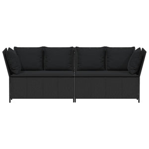 Divano da Giardino con Cuscini in Polyrattan Nero 4104122