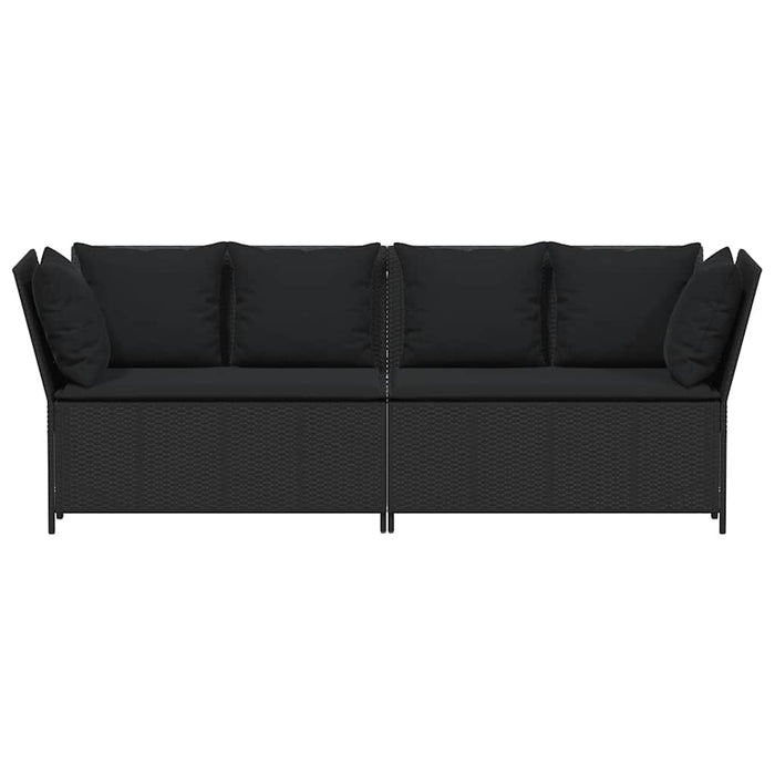 Divano da Giardino con Cuscini in Polyrattan Nero 4104122