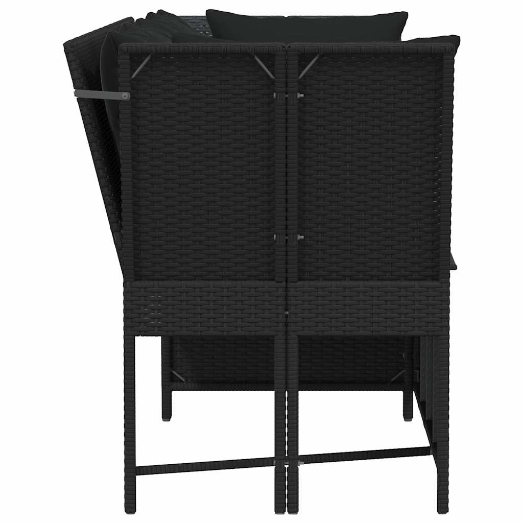 Divano da Giardino con Cuscini in Polyrattan Nero 4104122