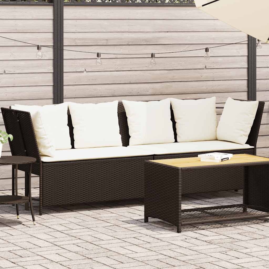 Divano da Giardino con Cuscini in Polyrattan Marrone 4104123
