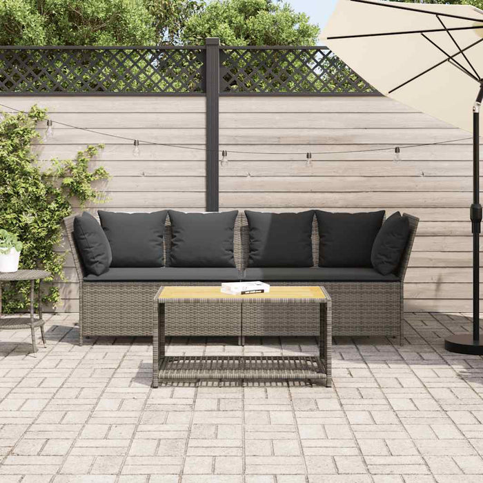 Divano da Giardino con Cuscini in Polyrattan Grigio 4104124