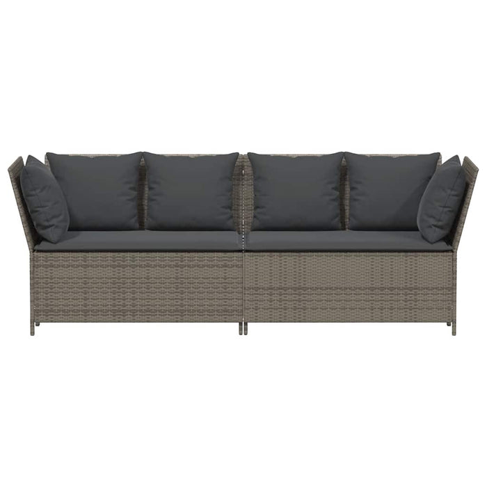 Divano da Giardino con Cuscini in Polyrattan Grigio 4104124