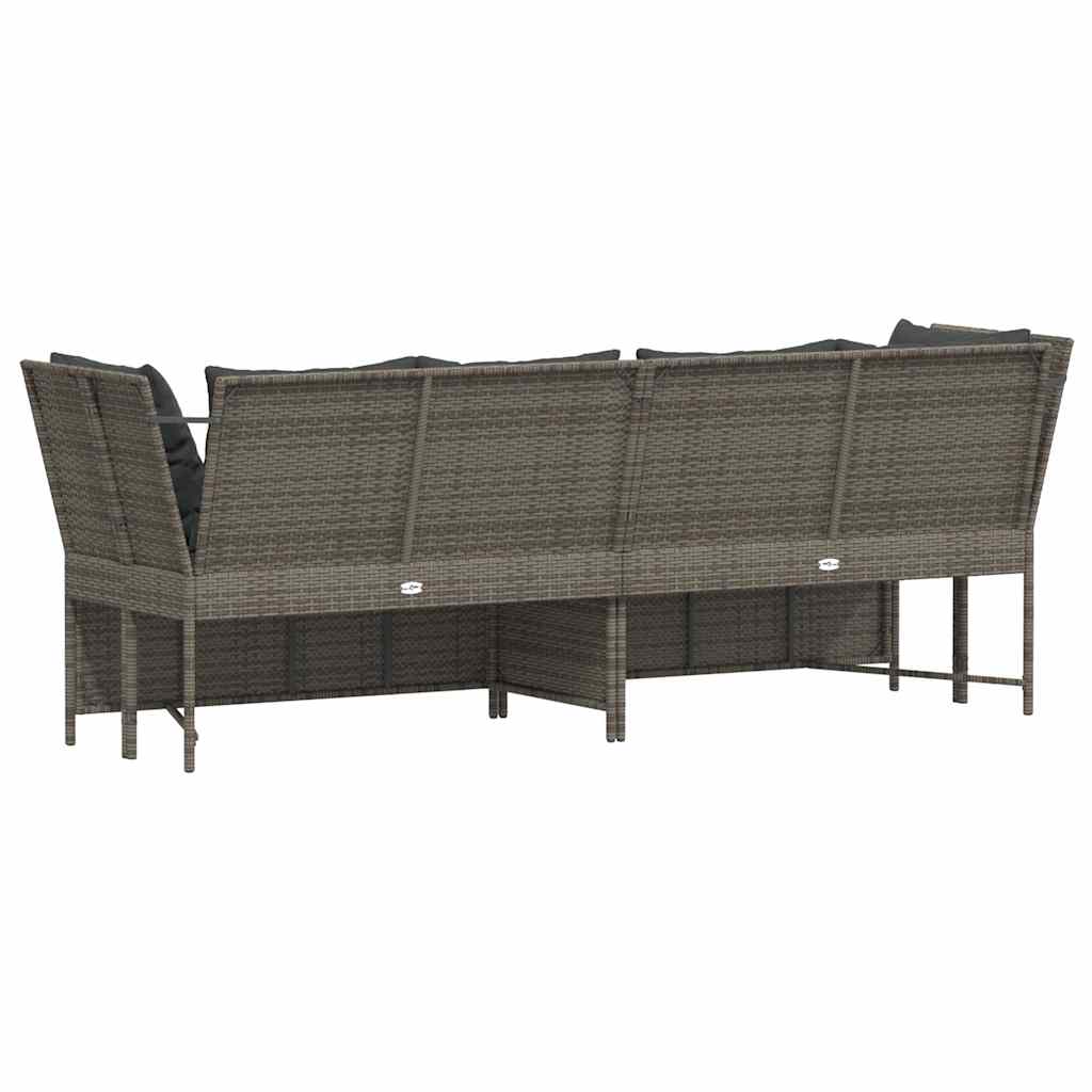 Divano da Giardino con Cuscini in Polyrattan Grigio 4104124