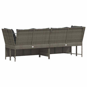 Divano da Giardino con Cuscini in Polyrattan Grigio 4104124
