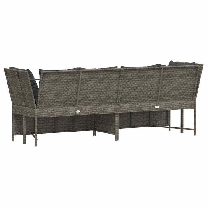 Divano da Giardino con Cuscini in Polyrattan Grigio 4104124