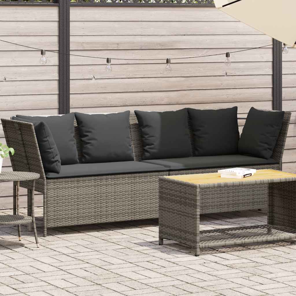 Divano da Giardino con Cuscini in Polyrattan Grigio 4104124