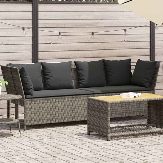 Divano da Giardino con Cuscini in Polyrattan Grigio 4104124