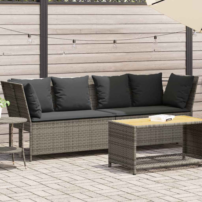 Divano da Giardino con Cuscini in Polyrattan Grigio 4104124