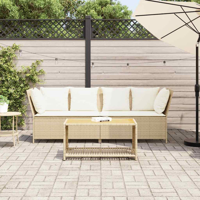 Divano da Giardino con Cuscini in Polyrattan Beige 4104125