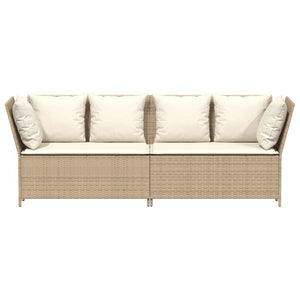 Divano da Giardino con Cuscini in Polyrattan Beige